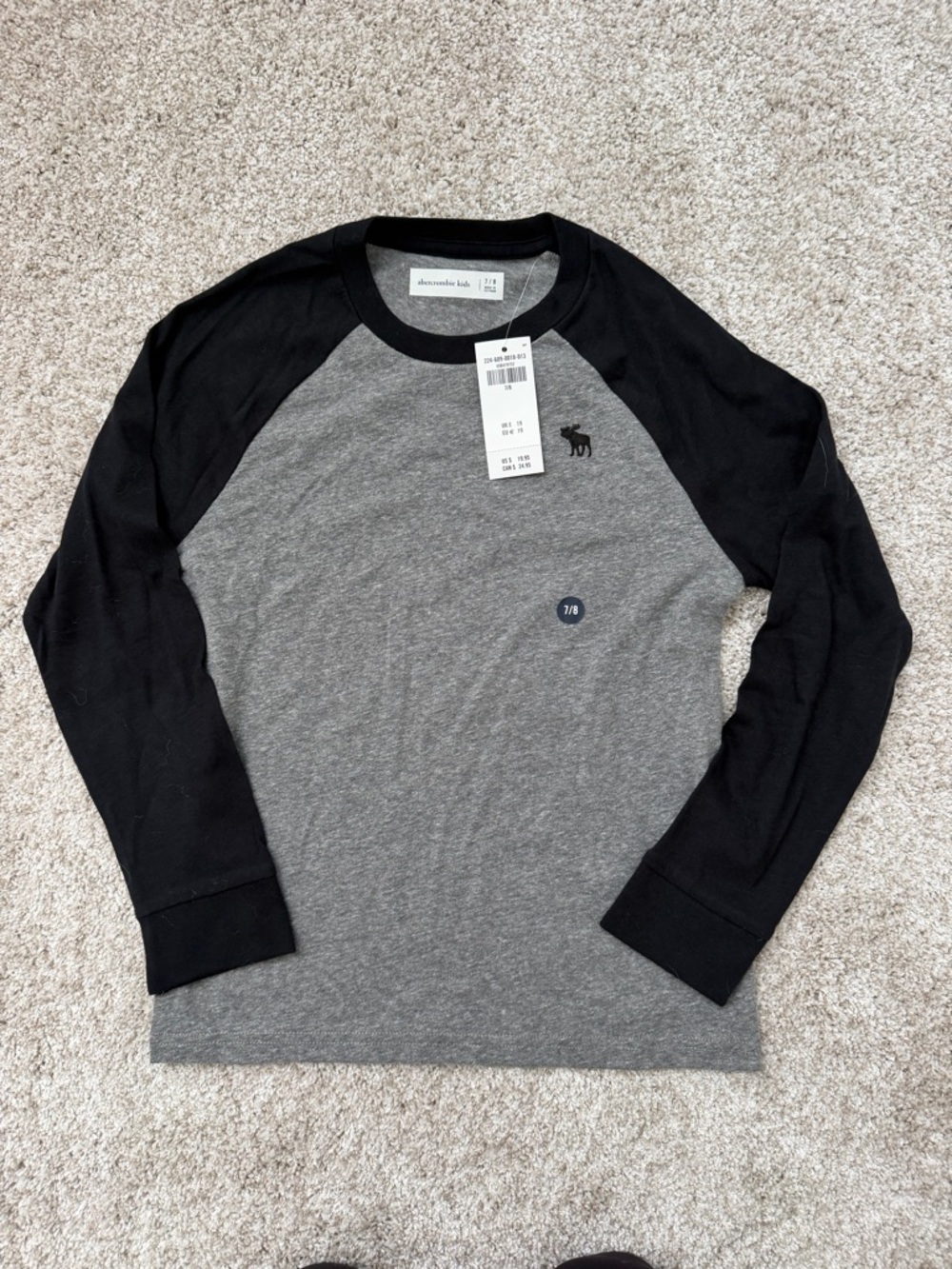 abercrombie kids Grey and Black Raglan Tee